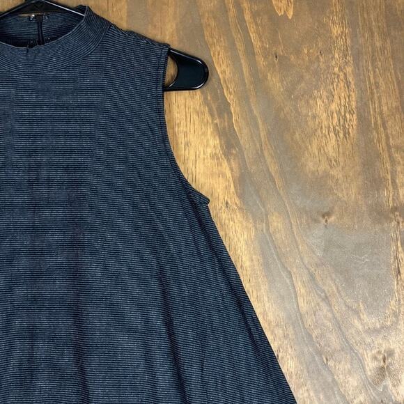 Artisan NY Womens Dress Gray White Striped High Neck Sleeveless Stretch Small - Picture 5 of 12